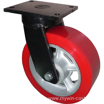 12'' Plate Top Swivel Industrial Caster PU Wheel With Brake